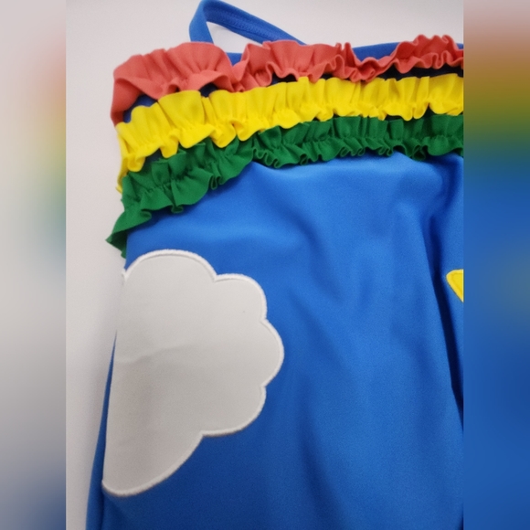 Koala Kids One Piece Swimsuit Girl's 12-18m Blue w Multicolor Ruffles NEW - Picture 3 of 13